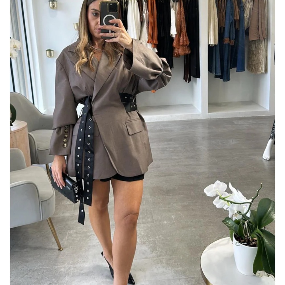Latte Belted Blazer